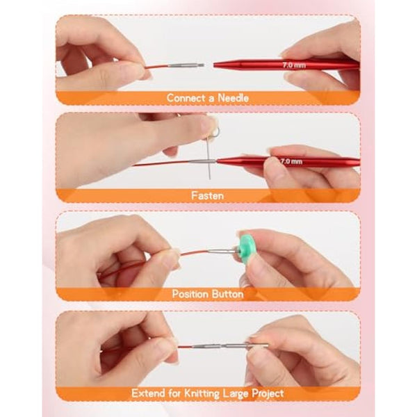 Aeelike Circular Knitting Needles, Interchangeable Circular Knitting Needles Set with Case & Accessories, 13 Pairs of Round Knitting Needles 3mm-10mm, Circular Knitting Kit for Beginners Adults