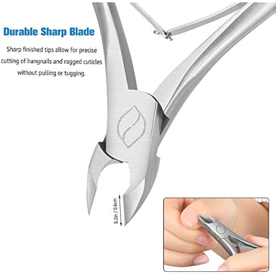 FERYES Cuticle Nippers 1/2 Jaw - Professional Stainless Steel Cuticle Trimmer Scissors and Double Springs Nail Clipper Cutter Remover Pedicure Manicure Tool,FL-N300,Silver