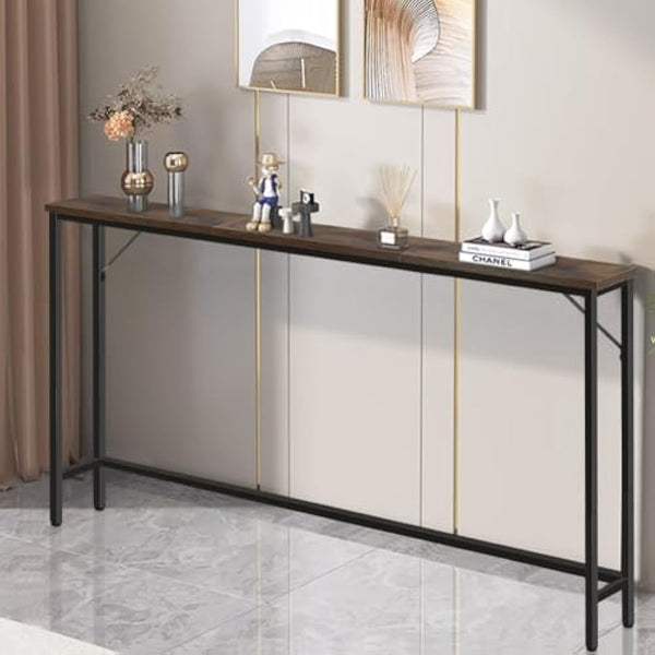 FURWOO Slim Console Table for Hallway Industrial Compact Display Table Sofa Table for Small Spaces(Rustic Brown)