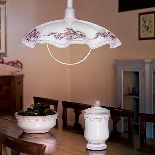 EGLO Pendant Light Fixture, Plastic Frosted, E27, Dining Table lamp Made of Satin Glass