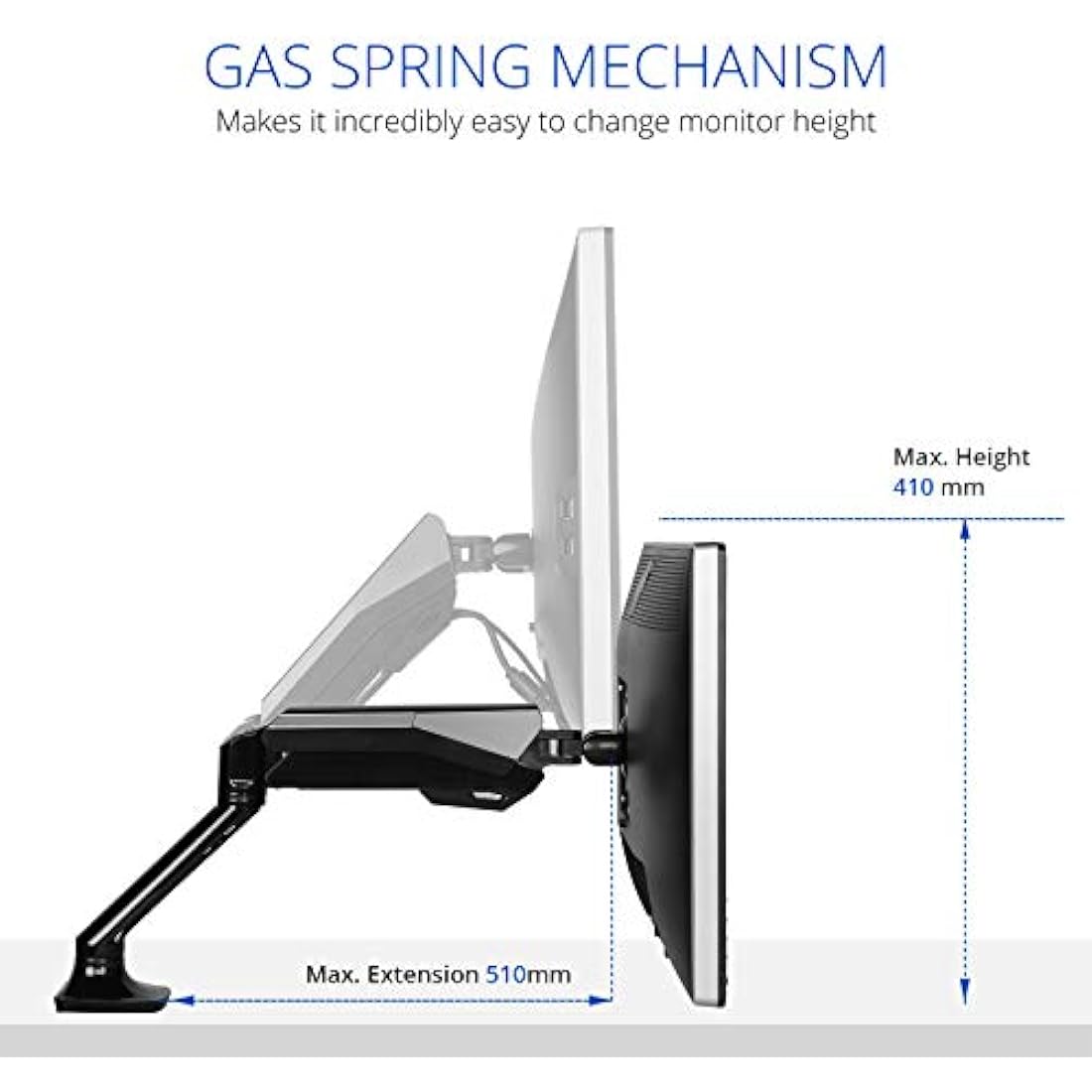FLEXIMOUNTS F6 full Motion LCD arm Desk Monitor Mount for 10''-30'' Computer Monitor Deluxe Gas Spring arm,With Clamp or Grommet Desktop Support