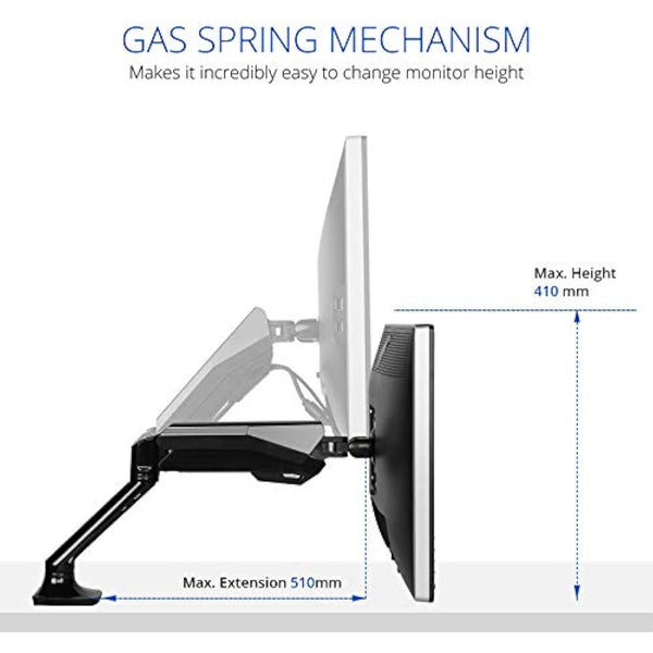 FLEXIMOUNTS F6 full Motion LCD arm Desk Monitor Mount for 10''-30'' Computer Monitor Deluxe Gas Spring arm,With Clamp or Grommet Desktop Support
