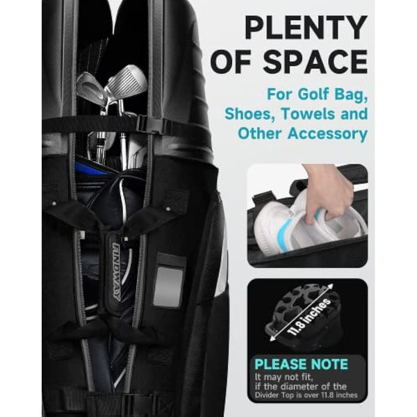 Findway Golf Travel Bag with Wheels, Premium Durable Waterproof Golf Travel and Flight Bag with Hard Case Top, Protection for Clubs, Portable and Lightweight