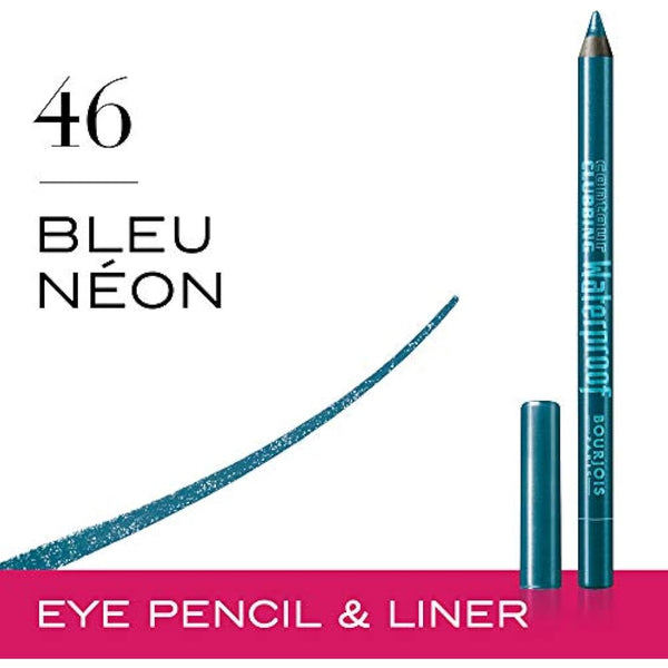 Bourjois Contour Clubbing Waterproof Eye Pencil Eyeliner and Eyeshadow 46 Bleu Néon, 1.2g