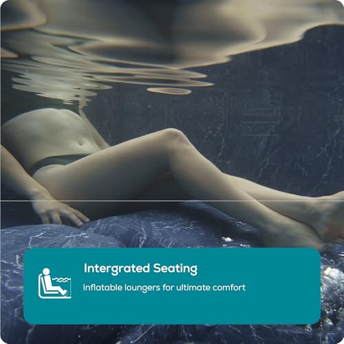 Lay-Z-Spa Santorini Pro Built in LED Light, 10 HydroJet System, Integrated Seats and Foot Massager Inflatable Hot Tub with Freeze Shield Technology, 5-7 Person, Grey