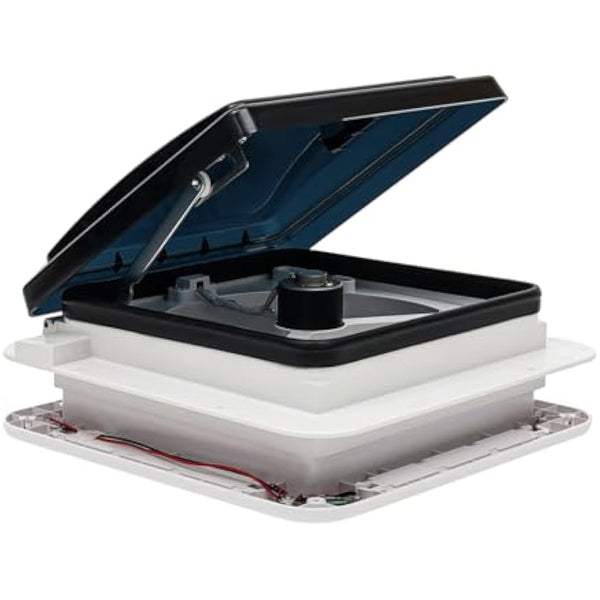 CLEADONG Roof Vent Fan, 12V 5W Universal RV Camper Van Motorhome Caravan Skylight with 4 LED and 6 Speed Gears, Manually Operated Roof Vent for RV Motorhome, White, Black