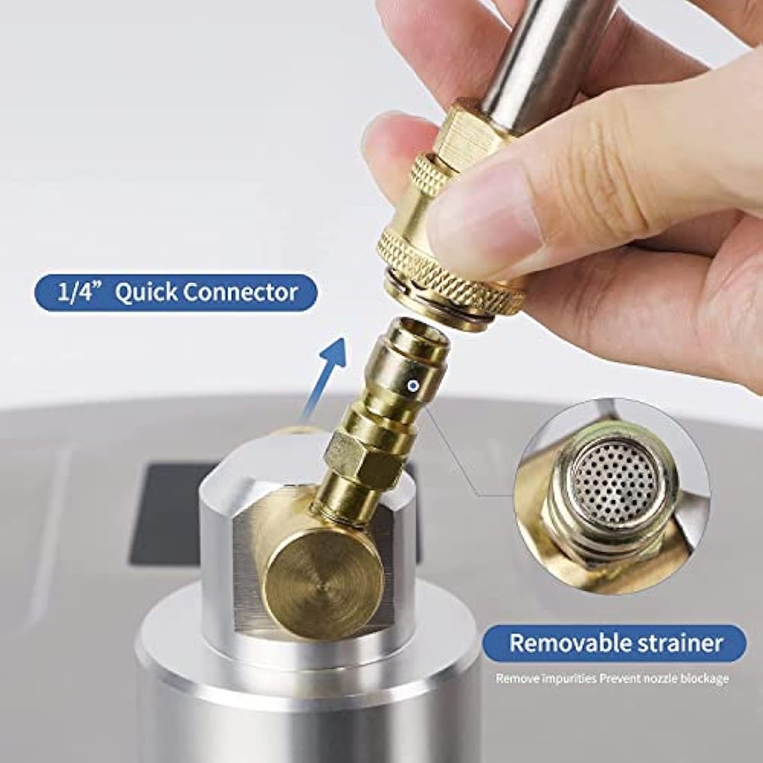 15" Pressure Washer Surface Cleaner with 4 Wheels, Stainless Steel Housing & 1/4" Quick Connector, Power Washer Attachment with 2 Extension Wands, 2 Replacement Nozzles, 4000 PSI (15inch)