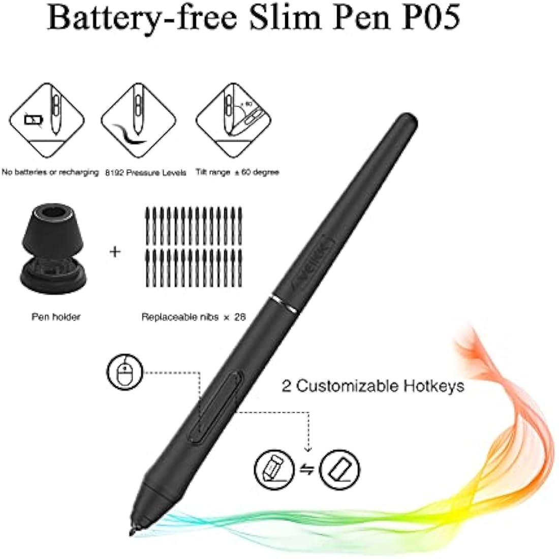 Graphics Drawing Tablet, VEIKK VK640 6 × 4 Inch Digital Drawing Pad with Battery-Free Pen 6 Shortcut Keys Tilt Function 8192 Levels Electronic Writing Pad for Laptop PC for Android OS Windows MAC