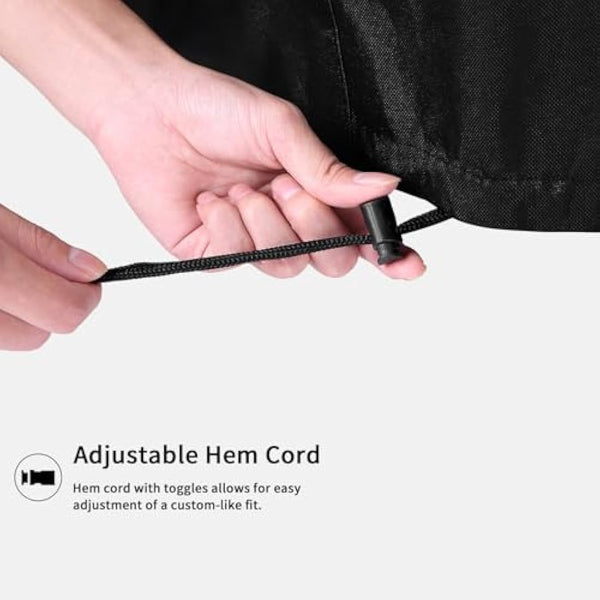 Dokon Lawn Mower Covers Waterproof Windproof Anti-UV Heavy Duty Outdoor Lawnmower Cover with Adjustable Hem Cord, Outside Lawn Mower Storage Cover (191x110x67cm) - Black