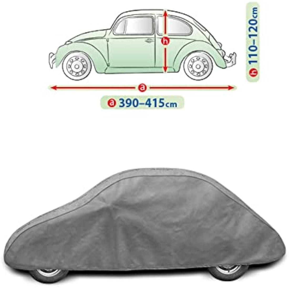 Car Cover Waterproof – Grey Outdoor Breathable For Volkswagen Beetle Classic, Road Vehicles Protector For Scratch, Weather Dirt Protection