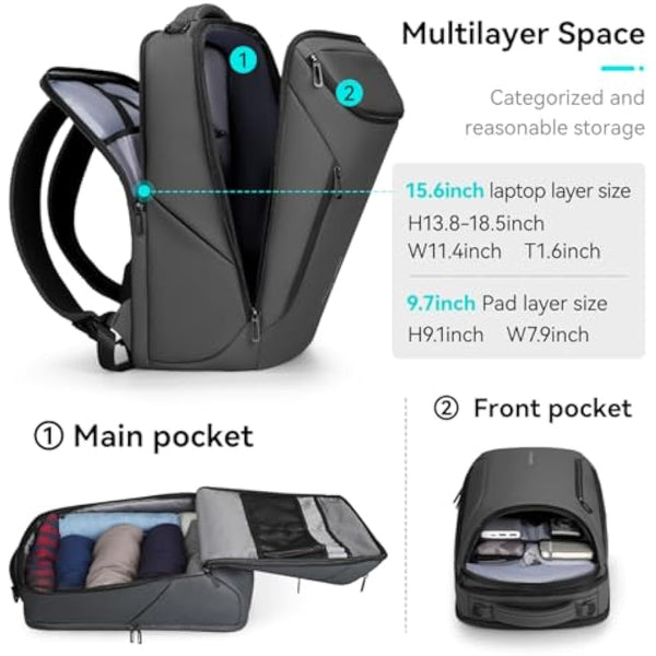 MARK RYDEN mens backpack Large Capacity waterproof laptop backpack business men with USB Charging Port for Official Travel Hiking Pack Fits Under 17.3 Inch Laptop