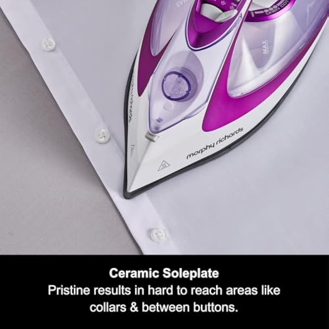 Morphy Richards TurboGlide Steam Iron, Ceramic Non-stick Soleplate, 150g Steam Boost, 40g Steam Output, 400ml Water Tank, Anti Drip, Anti Scale, Auto Shut-off, 3m Cord, 2800W, Purple, 302000