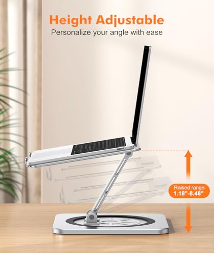 EOIWUY Laptop Stand with 360 Swivel Base, Portable Foldable Laptop Riser for Desk, Ergonomic Adjustable Computer Stand Holder for Team Work,