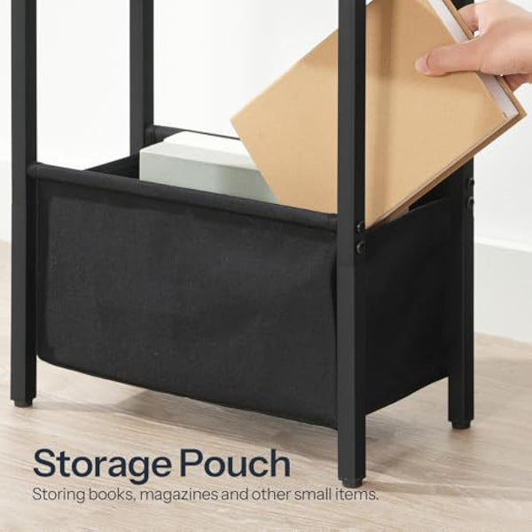 HOOBRO Narrow Side Table, Slim Side Table with Charging Station, USB Ports and Power Outlet, Bedside Table for Small Space, 40 x 20 x 60 cm, for Living Room, Greige and Black EBG125KBZ01