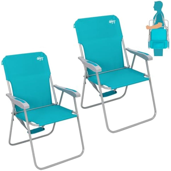 #WEJOY Folding Beach Chairs Lightweight Portable Garden Chair with Armrest Sturdy High Back Camping Chair for Outdoor Fishing Festival