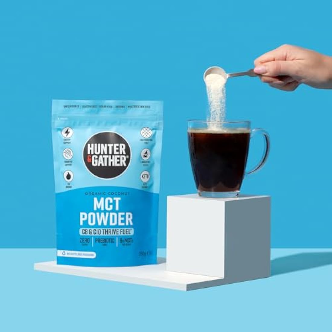 Hunter & Gather Thrive Fuel C8/C10 MCT Powder 250g | Triple Steam Distilled 100% Organic Certified Coconut | Keto, Low Carb & Paleo | Sugar, Gluten & Seed Oil Free