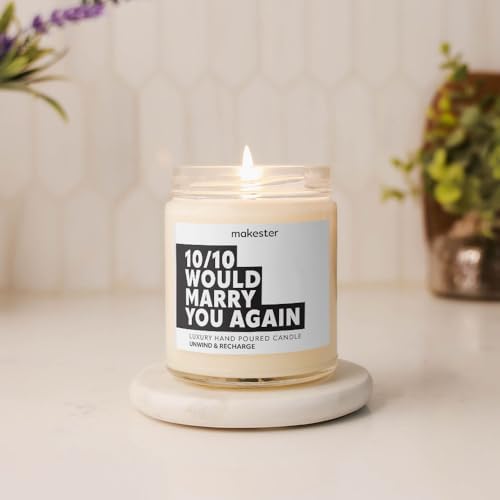 Funny Anniversary Candle Gifts - Luxury Soy Wax - Vanilla, Jasmine, Sugared Almond - Makester