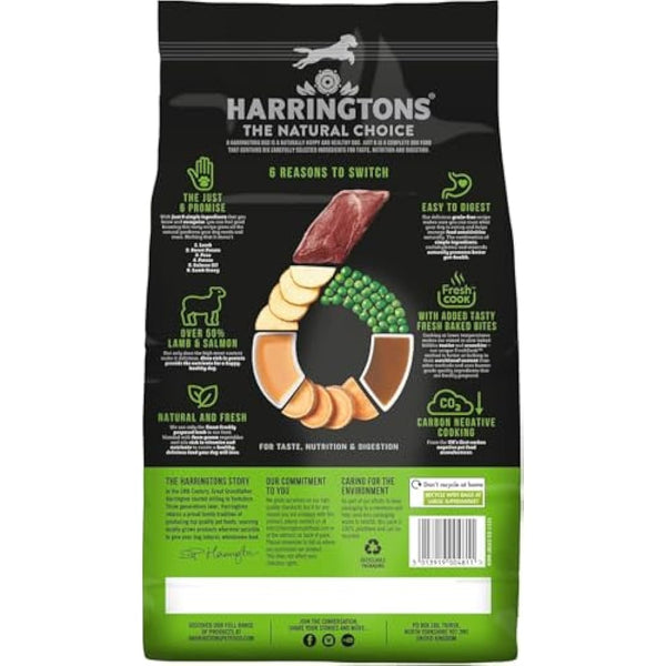 Harringtons Just 6 Complete Grain Free Hypoallergenic Lamb & Veg Dry Adult Dog Food 2kg (Pack of 4) - With Added Fresh Baked Bites