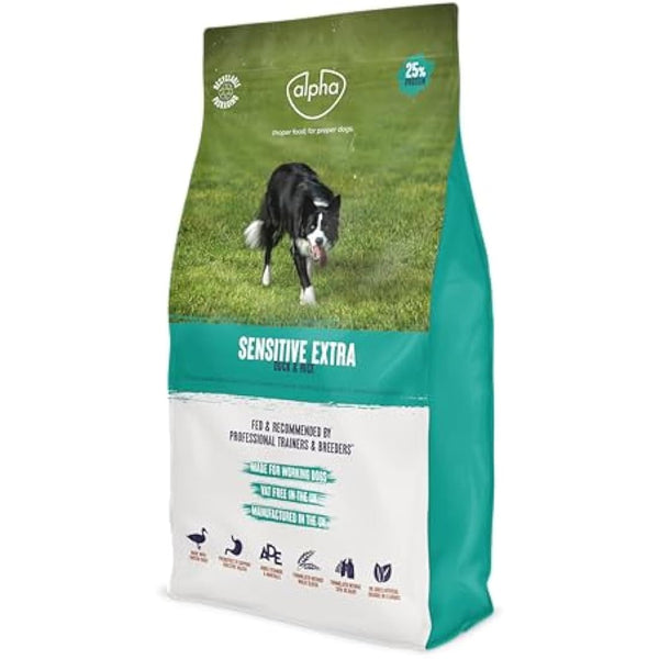 Alpha Sensitive Extra Complete Dry Dog Food Duck and Rice, 15 kg