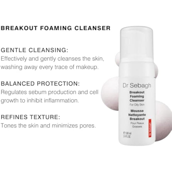 Dr Sebagh Breakout Foaming Cleanser - (100 ml) Clears Blemishes & Breakouts | Purifies Skin & Reduces Irritation | Controls Oil & Removes Makeup, Dirt & Impurities | Preserves the Face's Moisture