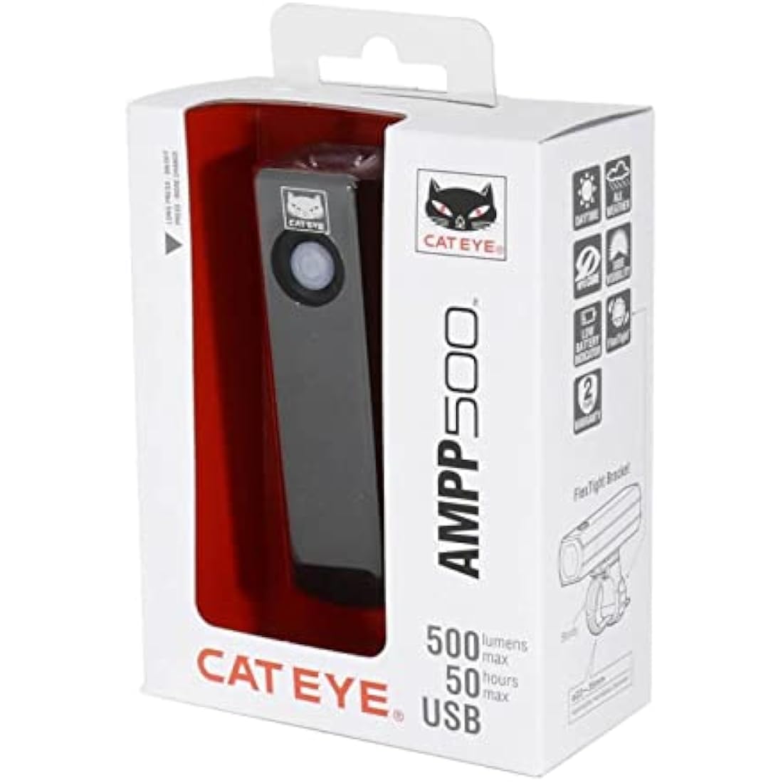 CatEye AMPP Super Bright LED Bicycle Front Lights - OptiCube Technology, IPX4 Waterproof Rated, FlexTight Easy Fit Bracket | USB Rechargeable Bike Light | Front Bike Lights | Bicycle Accessories