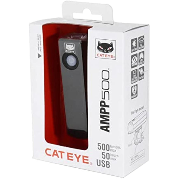 CatEye AMPP Super Bright LED Bicycle Front Lights - OptiCube Technology, IPX4 Waterproof Rated, FlexTight Easy Fit Bracket | USB Rechargeable Bike Light | Front Bike Lights | Bicycle Accessories