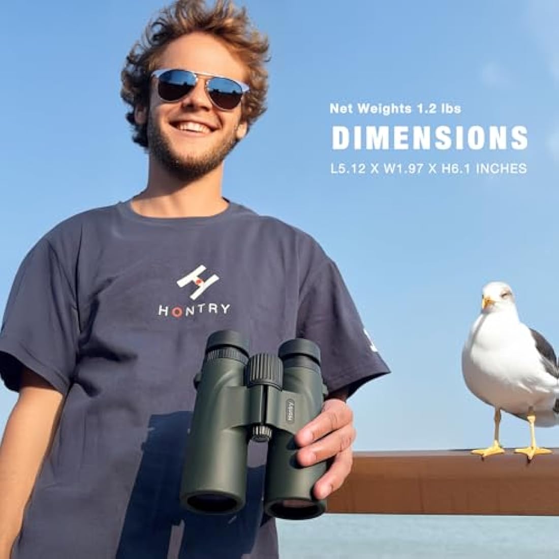 Hontry 8x42 Roof Binoculars for Adults, IPX6 Nitrogen-Filled Waterproof Binoculars for Bird Watching, Hunting, Cruise Ship, Travel and Safari