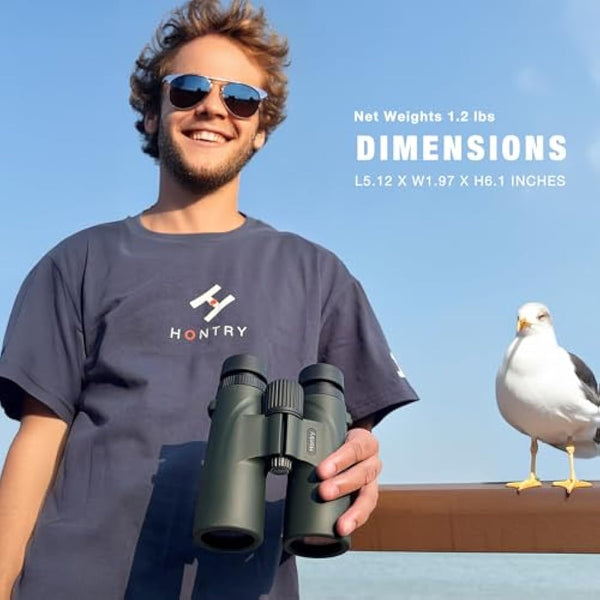 Hontry 8x42 Roof Binoculars for Adults, IPX6 Nitrogen-Filled Waterproof Binoculars for Bird Watching, Hunting, Cruise Ship, Travel and Safari