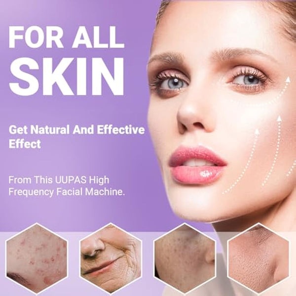 High Frequency Wand - UUPAS Portable Handheld High Frequency Facial Machine Skin Facial Wand with 4 Argon Tubes for Acne Firming Skin Rejuvenation Wrinkle Removal