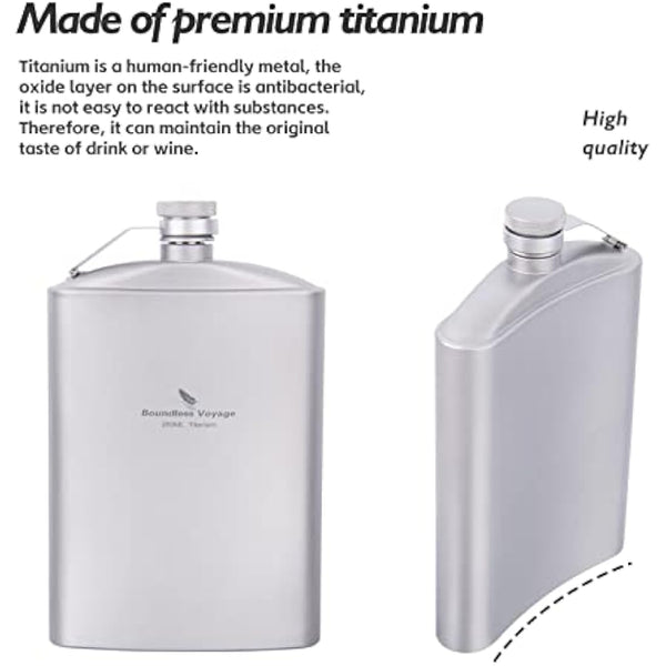 iBasingo 250ml Titanium Hip Flask with Funnel Camping Cup Outdoor Flat Alcohol Bottle Alcohol Whisky Wine Pot Mug Travel Picnic Drinking Cup Ti3063D