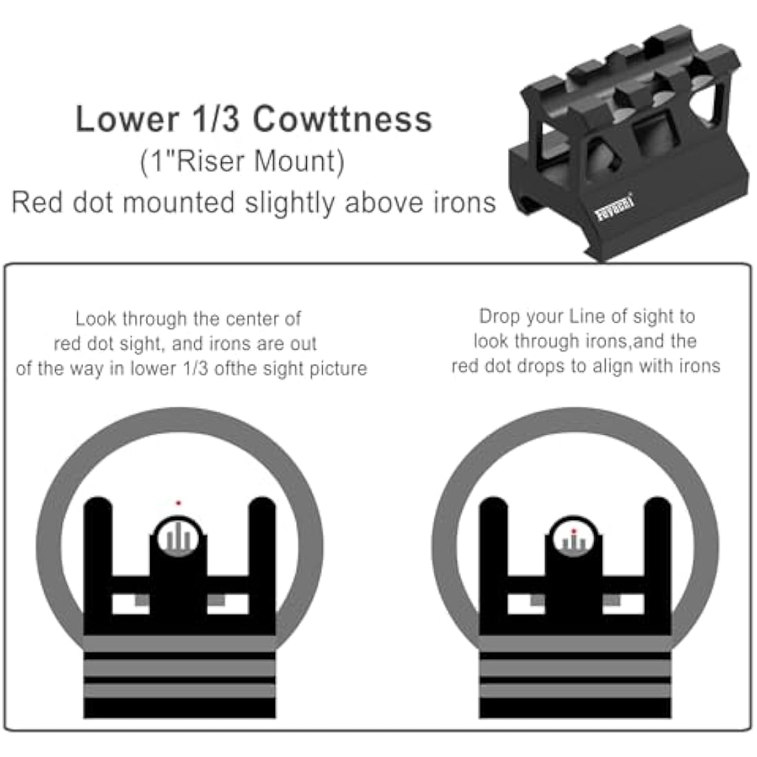 Feyachi RDS-25 Red Dot Sight 4 MOA Red Dot Gun Sight Rifle Scope with 1 inch Riser Mount