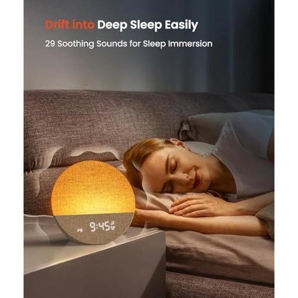 Dreamegg Sunrise 1 - Sunrise Alarm Clock, White Noise Machine with 29 Sounds, Wake Up Light Alarm Clock with 5 Wake up Sounds, 9 Dimmable Night Lights, Snooze, Customizable Sleep Routines for Adults