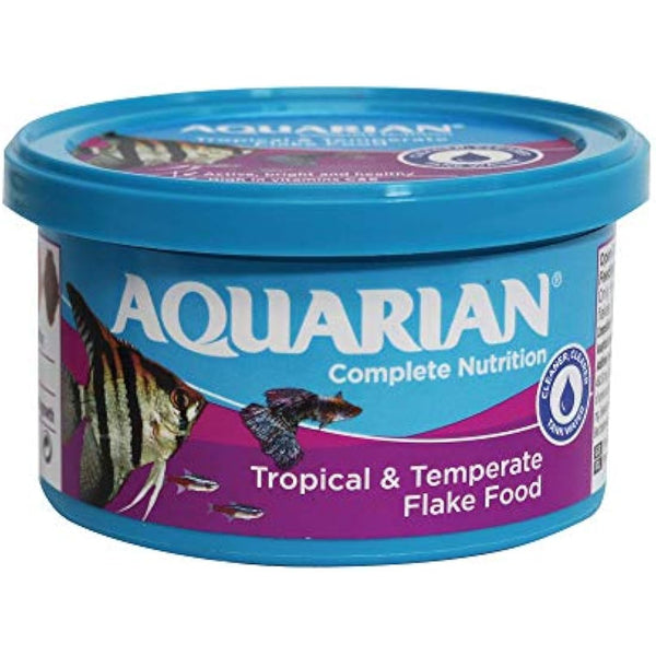 AQUARIAN Complete Nutrition, Aquarium Tropical Fish Food Flakes, 25g Container