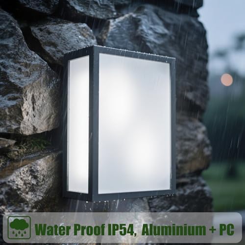 EBION Outdoor Wall Lantern, Exterior Light Fixture IP54 Waterproof, Modern Outside Wall Sconce, Aluminum Material, Anthracite Grey, E27 Max. 20W x 2 (Bulb Not Included)
