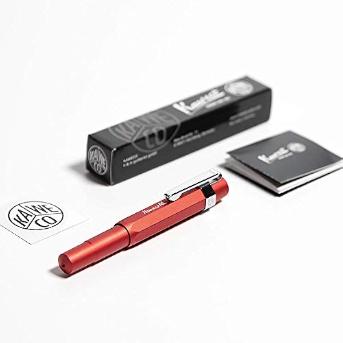 Kaweco AL Sport Fountain Pen Deep Red, Fine Nib Sport Octagonal Clip Chrome
