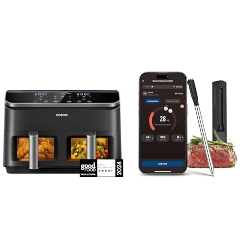COSORI Smart Air Fryer Oven Dual Blaze 6.4L, Double Heating Elements, Cookbook, No Shaking & No Preheating, APP Control, 12 Functions, Air Fry, Roast, Bake, Reheat, Dishwasher Safe