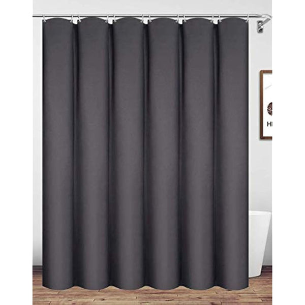 homehold Charcoal Grey Shower Curtain With Hooks, 240cm Wide By 200cm Long Polyester Waterproof Bathroom Curtain