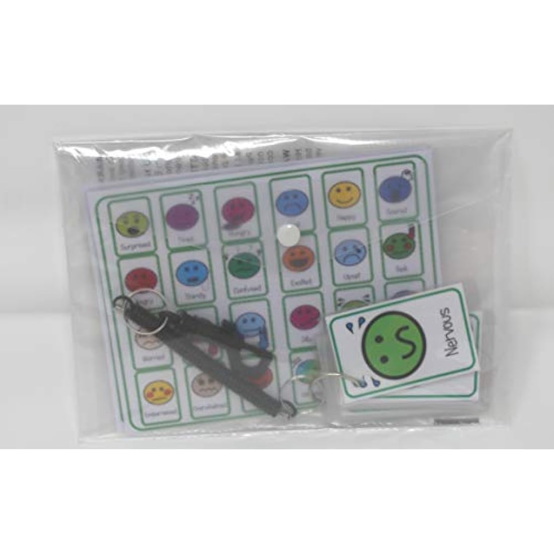 Feelings and Emotions Flash Card Pack - Special Needs Autism Cue Card & Bungee Set for carers schools senco