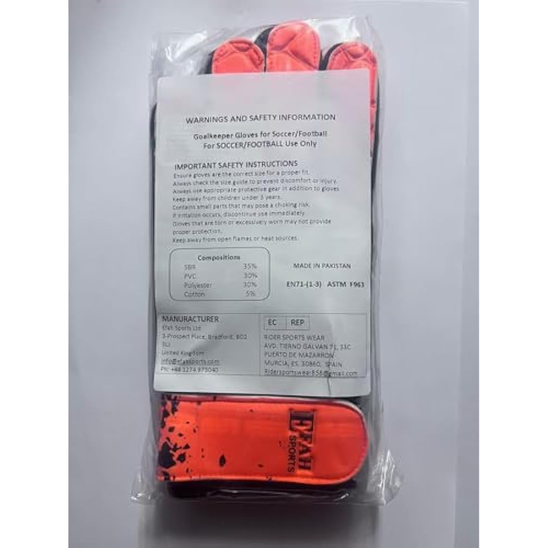 EFAH SPORTS Football Goalkeeper Gloves For Boys kids Children Youth Soccer Goalie Glove with Super Grip Palms