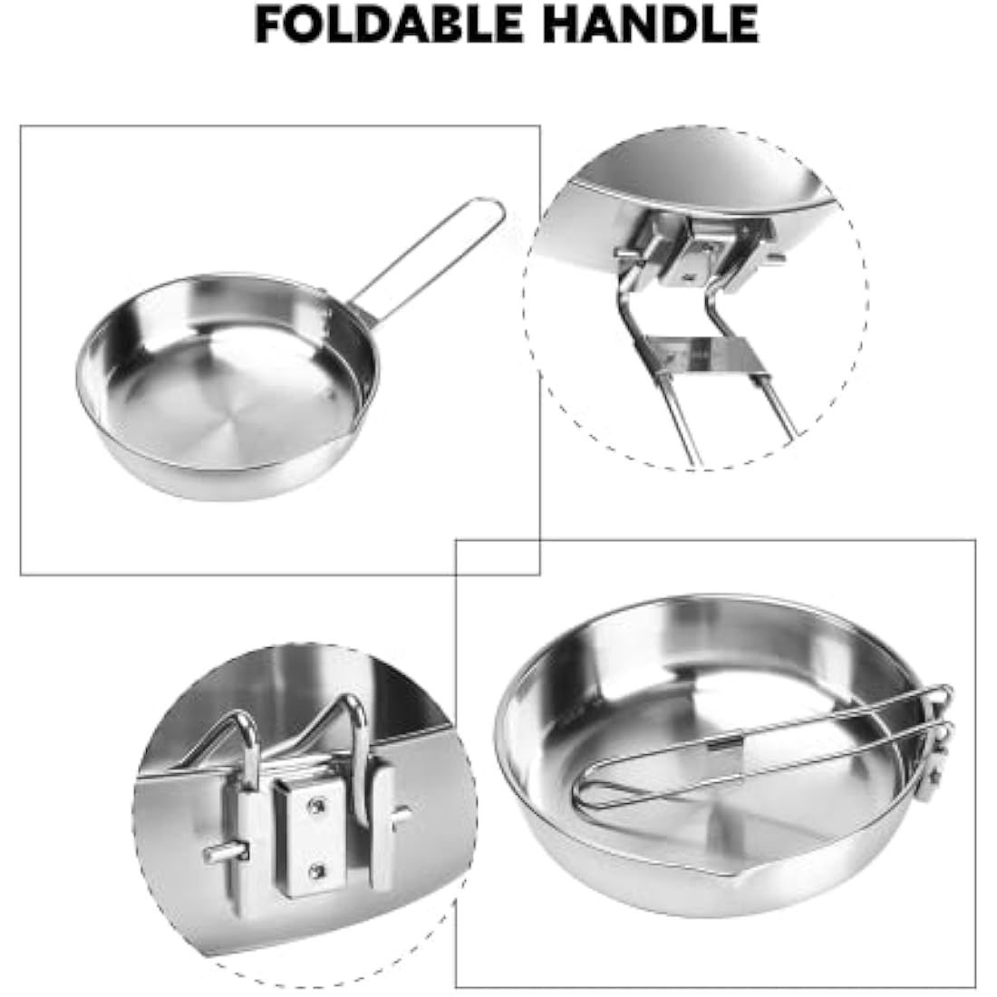 Fire-Maple Antarcti Stainless Steel Camping Frying Pan Skillet | 1.4L Portable Camp Cookware for Cooking Steak Egg | Omelette Pan Griddle Tableware with Folding Handle