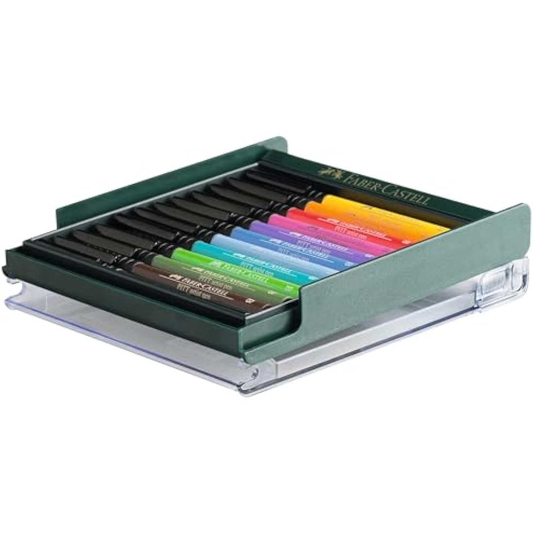 Faber-Castell Art & Graphic Pitt Artist Pen Brush India Ink Pen, Basic Tones, Set Of 12, For Art, Craft, Drawing, Sketching, Home, School, University, Colouring