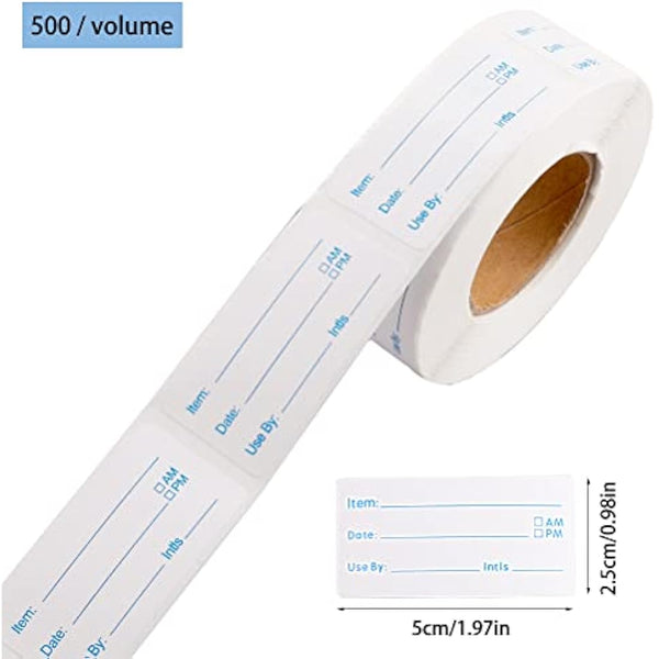 2 Rolls 1000 Pieces Removable Food Stickers, 1 x 2 Inch Food Freezer Lables Reminder Food Storage Labels Prep Canning Labels for Jars, Pantry and Meal Containers (Red, Blue)