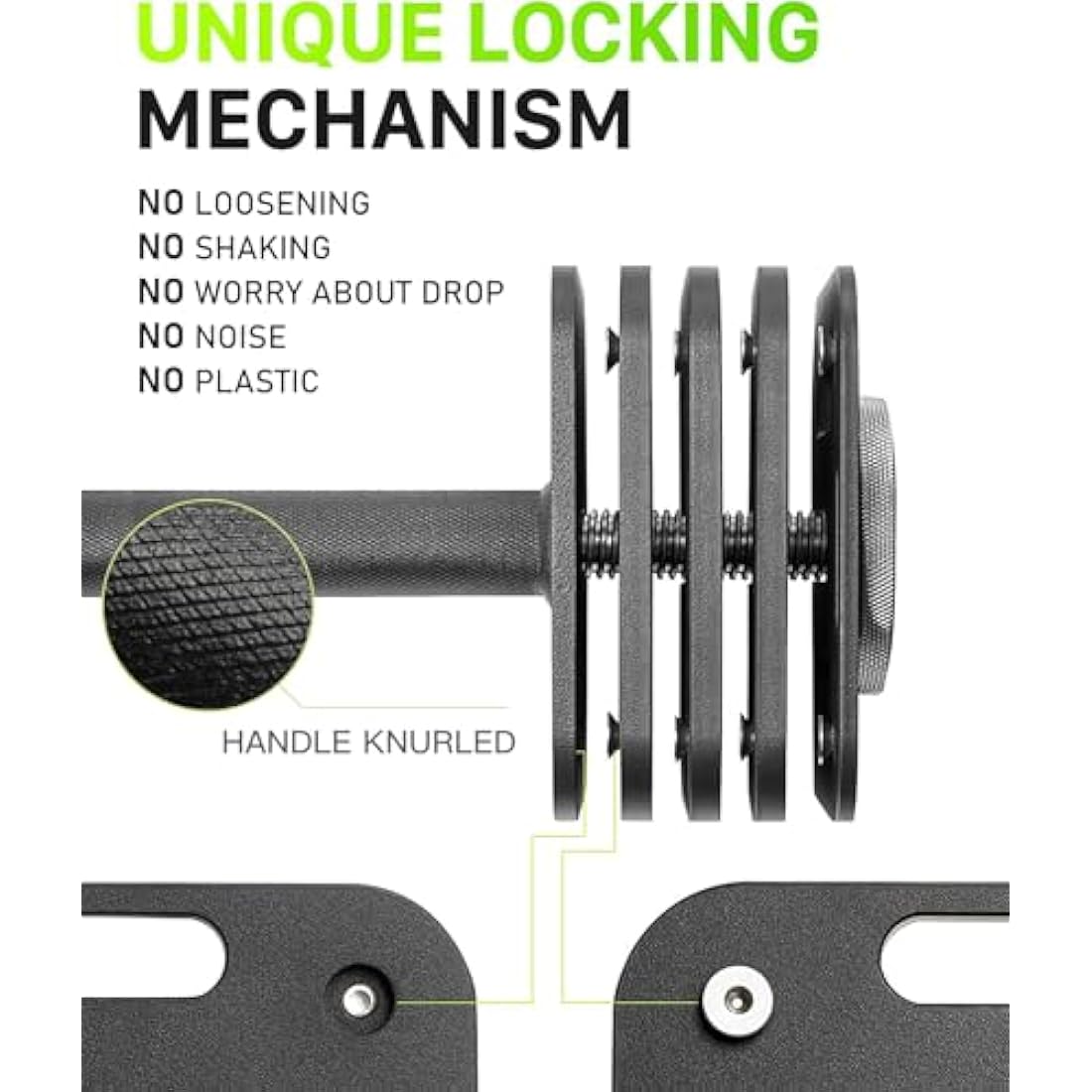 Eisenlink Adjustable Dumbbell 4-36kg Weight Set - Adjustable Dumbbell Set with Anti-slip Handle 2kg Increments Innovative Easy Safe Locking Mechanism for Home Gym Fitness