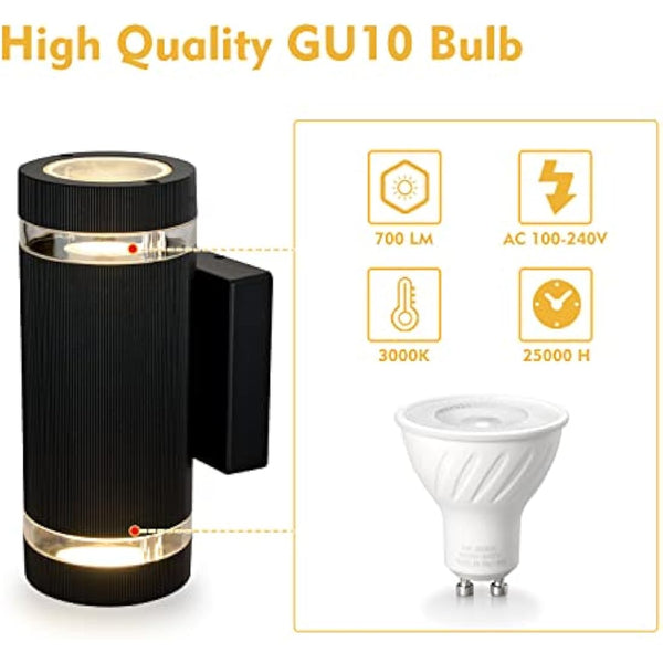 CELAVY Outdoor Wall Lights Up Down, Outside Wall Lights Mains Powered, IP65 Waterproof Porch Light Lamp Modern 3000K Aluminium, Exterior Round LED Front Door Lighting Wall Mounted for House, Grey