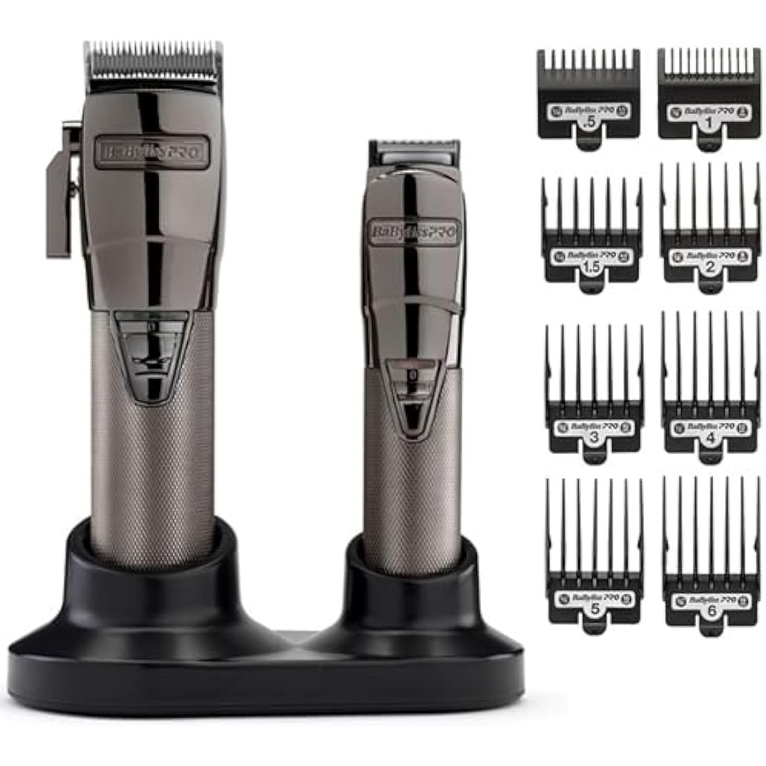 BaBylissPRO Cordless Super Motor Hair Clipper and Trimmer, Professional Mens Grooming Set, Precision Japanese Steel Blades, 6 Guides Cutting Grades 1-6, BAB8705U, Black