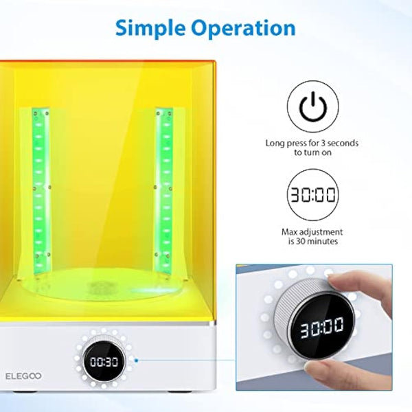 ELEGOO Mercury XS BUNDLE, Larger Size Washing and Curing Machine, Wash and Cure Station Simultaneous Working Add Bottom Light Source Fresnel Lens for Saturn, Mars LCD MSLA DLP 3D Printers