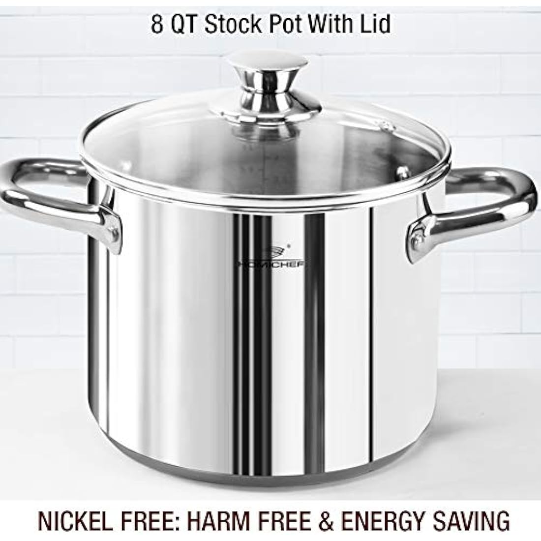 HOMICHEF 14-Piece Nickel Free Stainless Steel Cookware Set - Nickel Free Non-Toxic Stainless Steel Pots and Pans Set - Healthy Induction Cookware