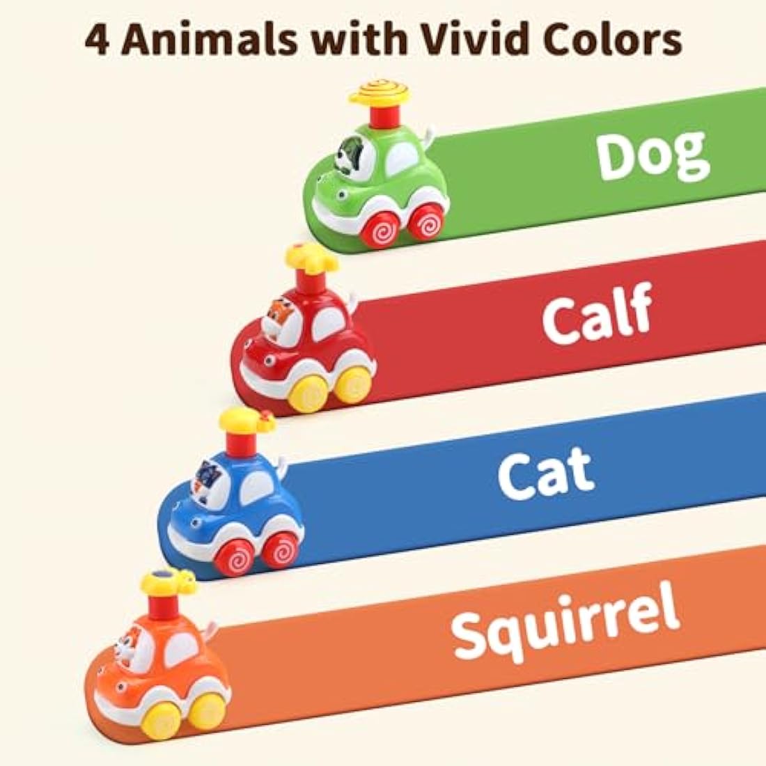 AmyBenton Baby Toy Cars for 1 2 Year Olds, 4PCS Press & Go Toy Car, Gifts for Baby Boys 1 2 Years Old