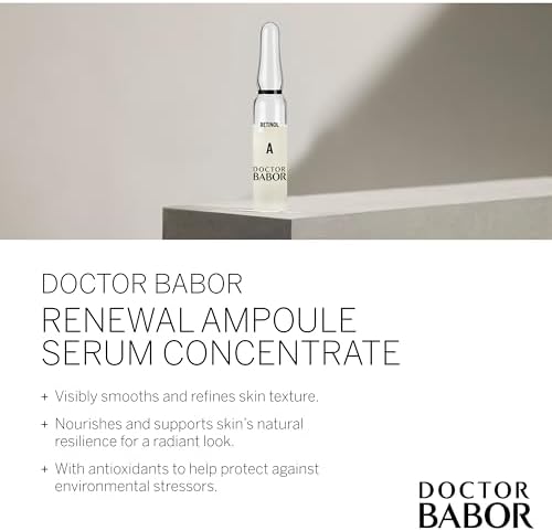 DOCTOR BABOR Renewal Ampoules, Serum Concentrate for Face, with Anti-Ageing Effect, Finer and Smoother Skin, Encapsulated Retinol with Bakuchiol and Tripeptide, Vegan Formula, 7 x 2 ml