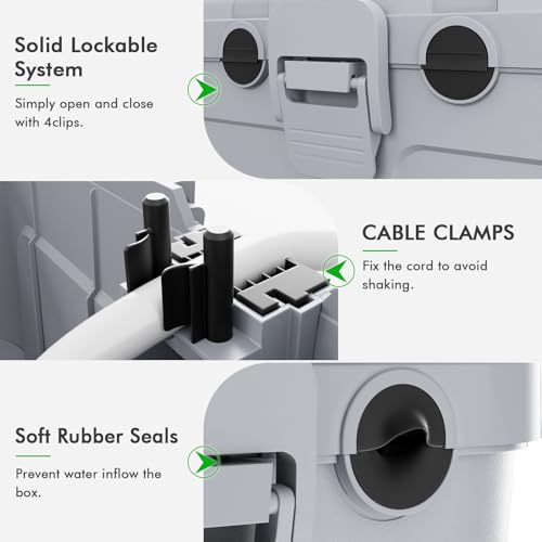 RESTMO Extra Large Waterproof Electrical Box, IP54 Weatherproof Outdoor Outlet Cover, Protect Outlet, Plug, Timer, Power Strip (Not Included), Holiday Light Decoration, 32 x 22 x 13 cm, Black